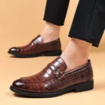 Men’s Dress Crocodile Print Slip-on Classic Leather Loafers Casual Oxford Shoes