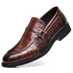Men’s Dress Crocodile Print Slip-on Classic Leather Loafers Casual Oxford Shoes - Image 4