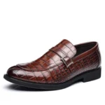 Men’s Dress Crocodile Print Slip-on Classic Leather Loafers Casual Oxford Shoes - Image 3
